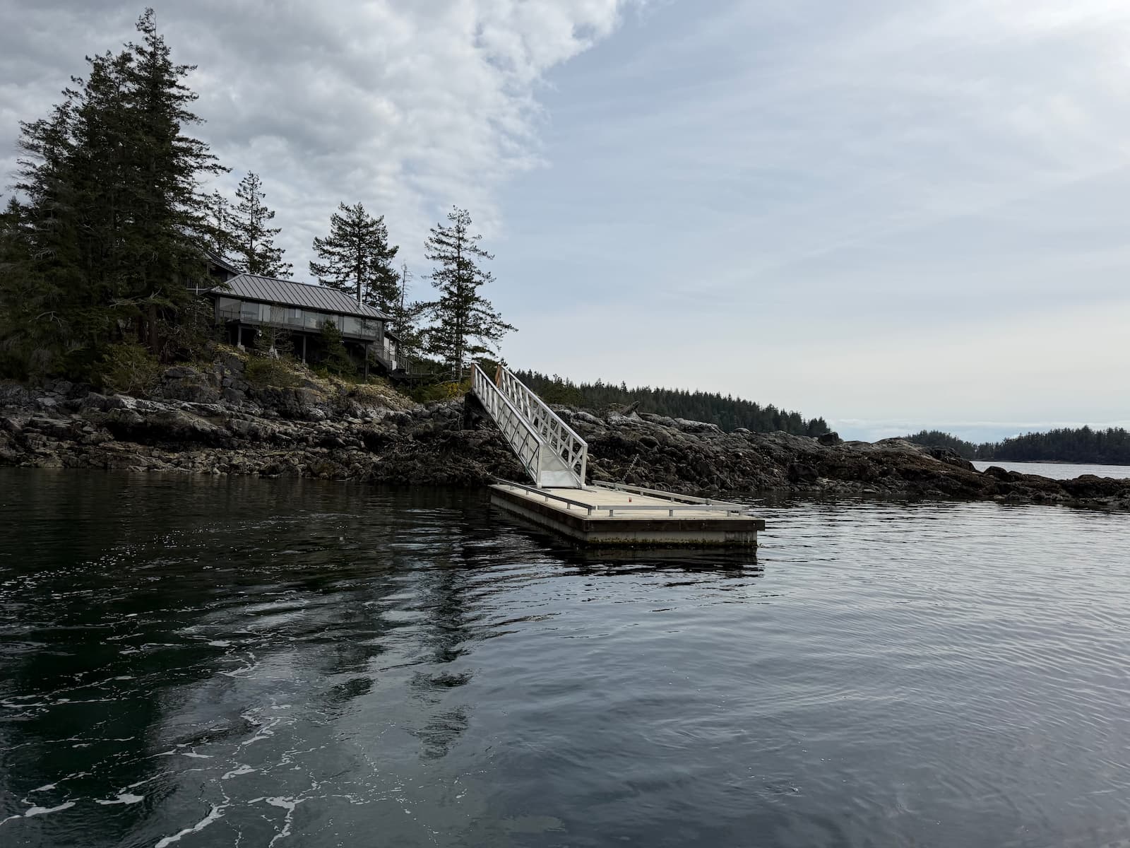 New aluminum gangway and dock float installation at a waterfront property